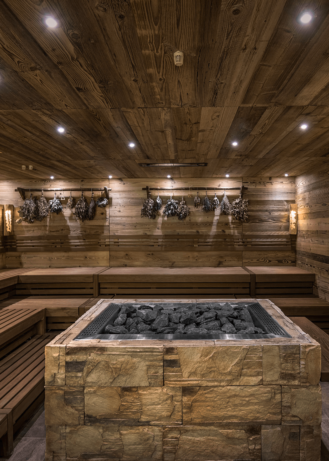Einblick in die Pirts Sauna in der Saunawelt der Tamina Therme.