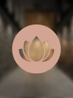 Rundes rosafarbenes Icon mit einer Lotusblüte in der Mitte.