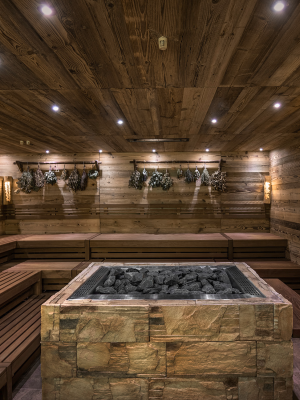 Einblick in die Pirts Sauna in der Saunawelt der Tamina Therme.